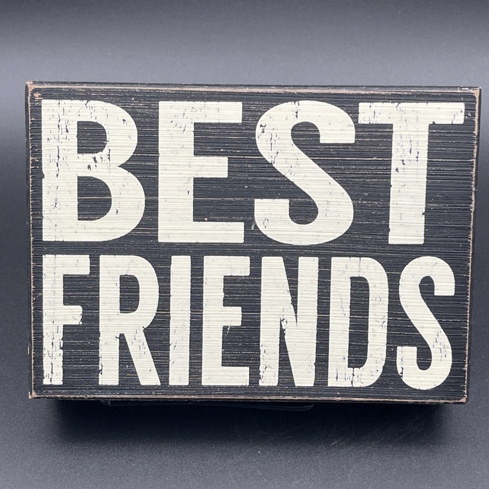 Primitives by Kathy Best Friends Wood Box Sign Distressed Black Rustic Decor‎